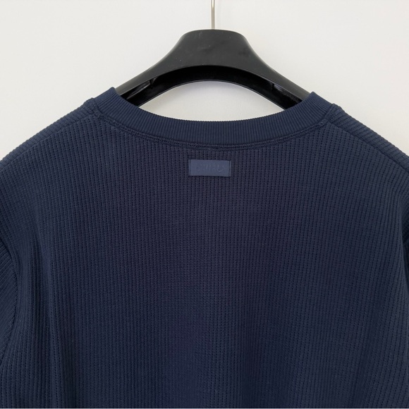 SKIMS Navy Waffle Henley long sleeve Top - Picture 4 of 5